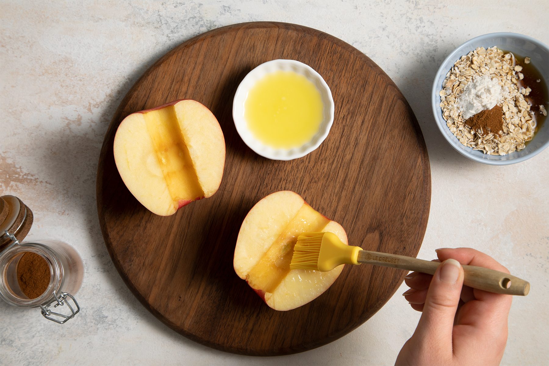 Brushing Butter on apple slice