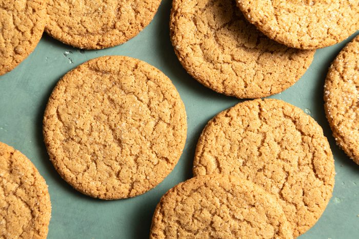 Crispy Brown Sugar Cookies on green background