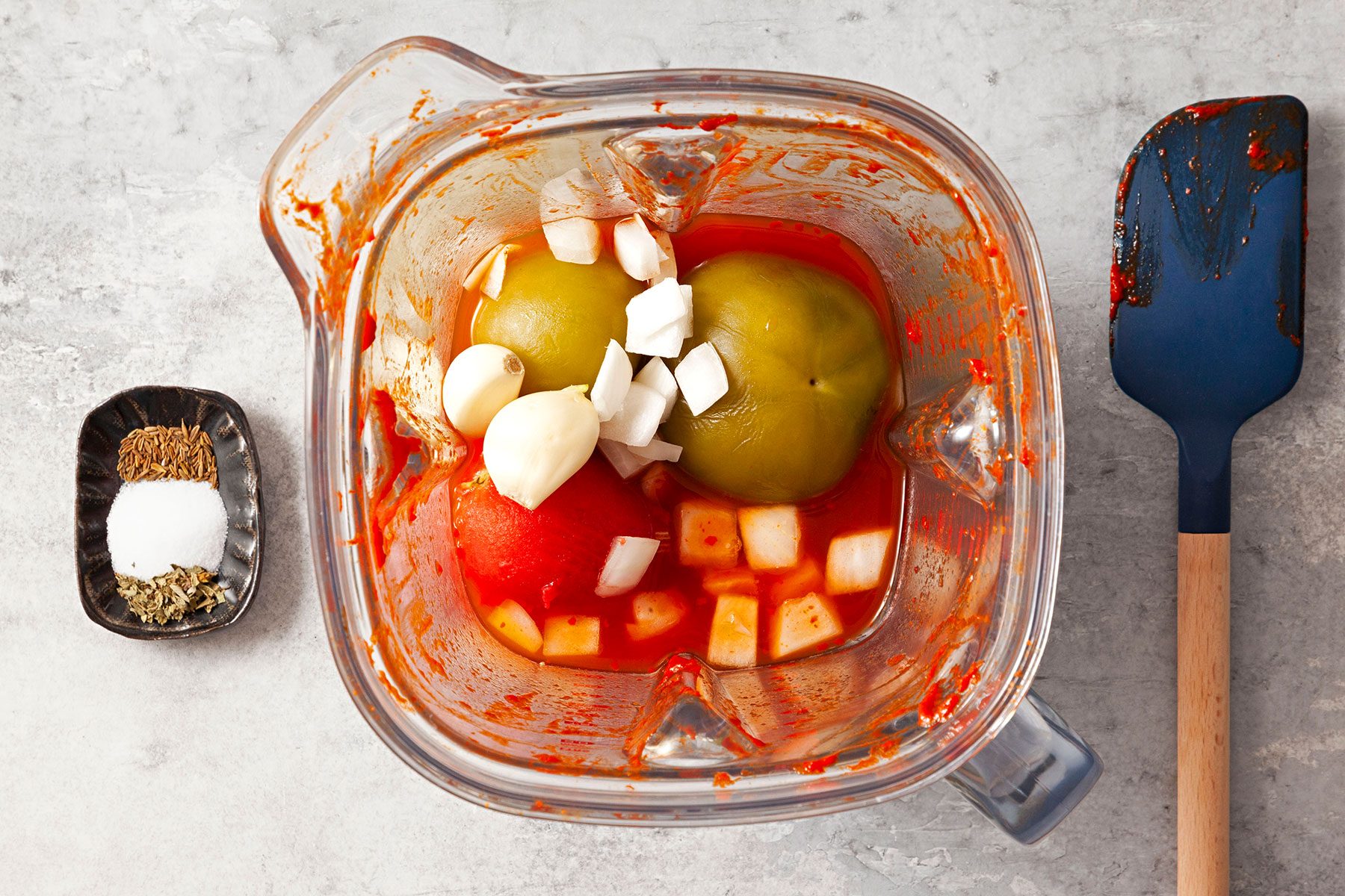 Ingredients in blender ready for mixing 