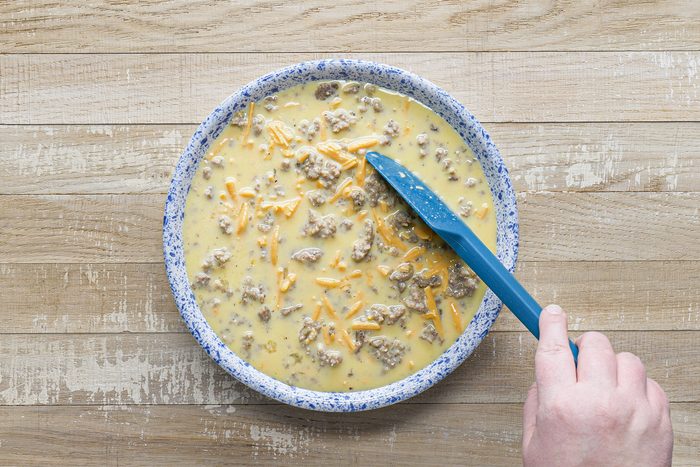 Crustless Quiche in pan