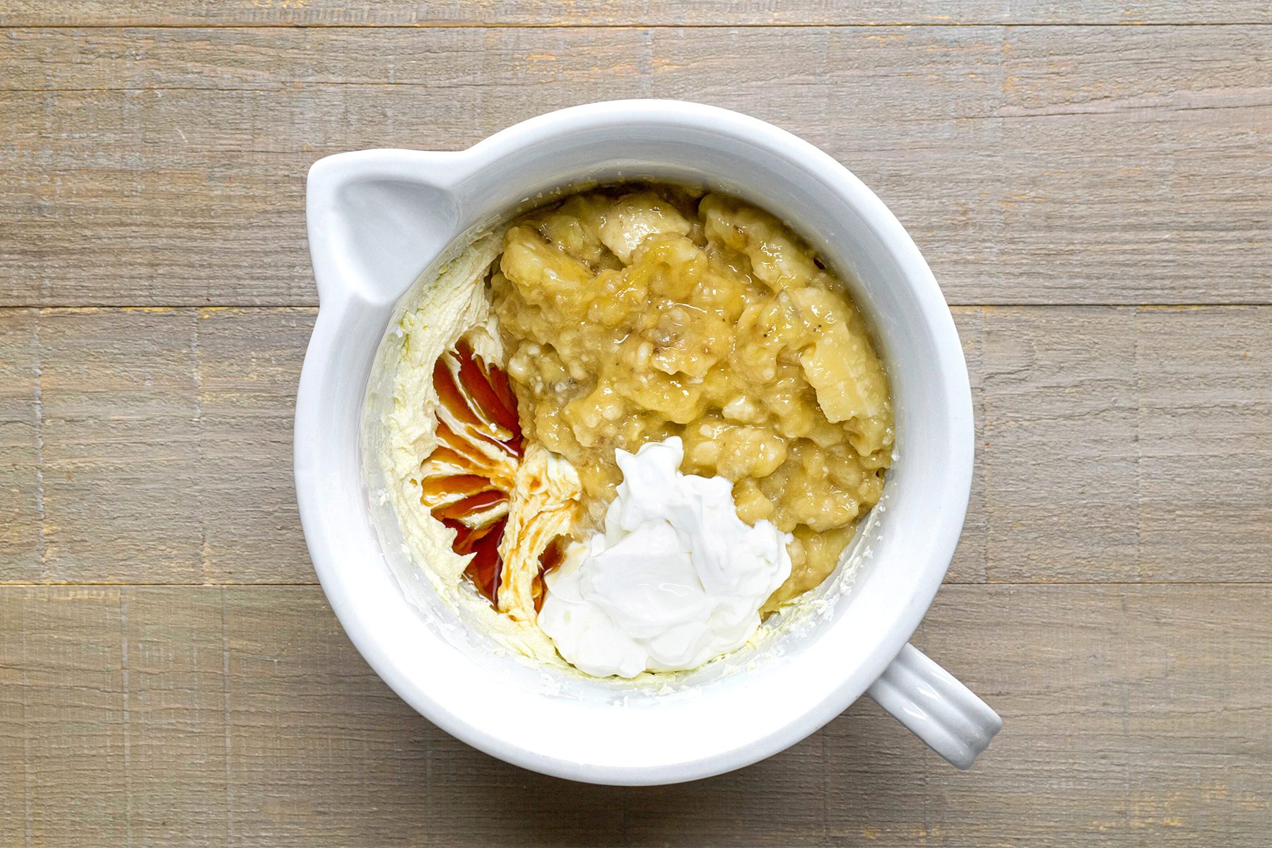 A bowl of Mashed Banana & Vanilla Cream