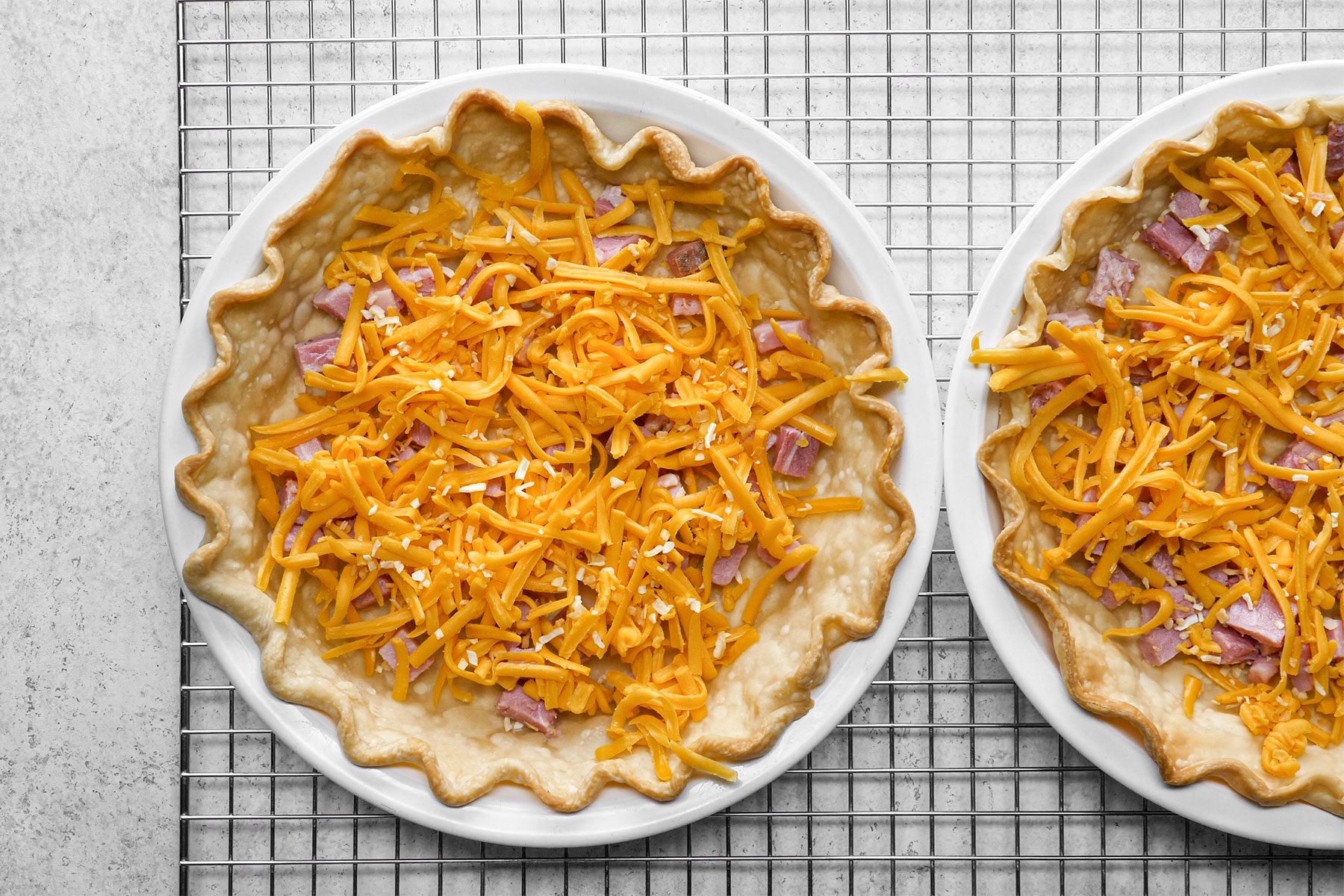 Cheese and ham on pie 