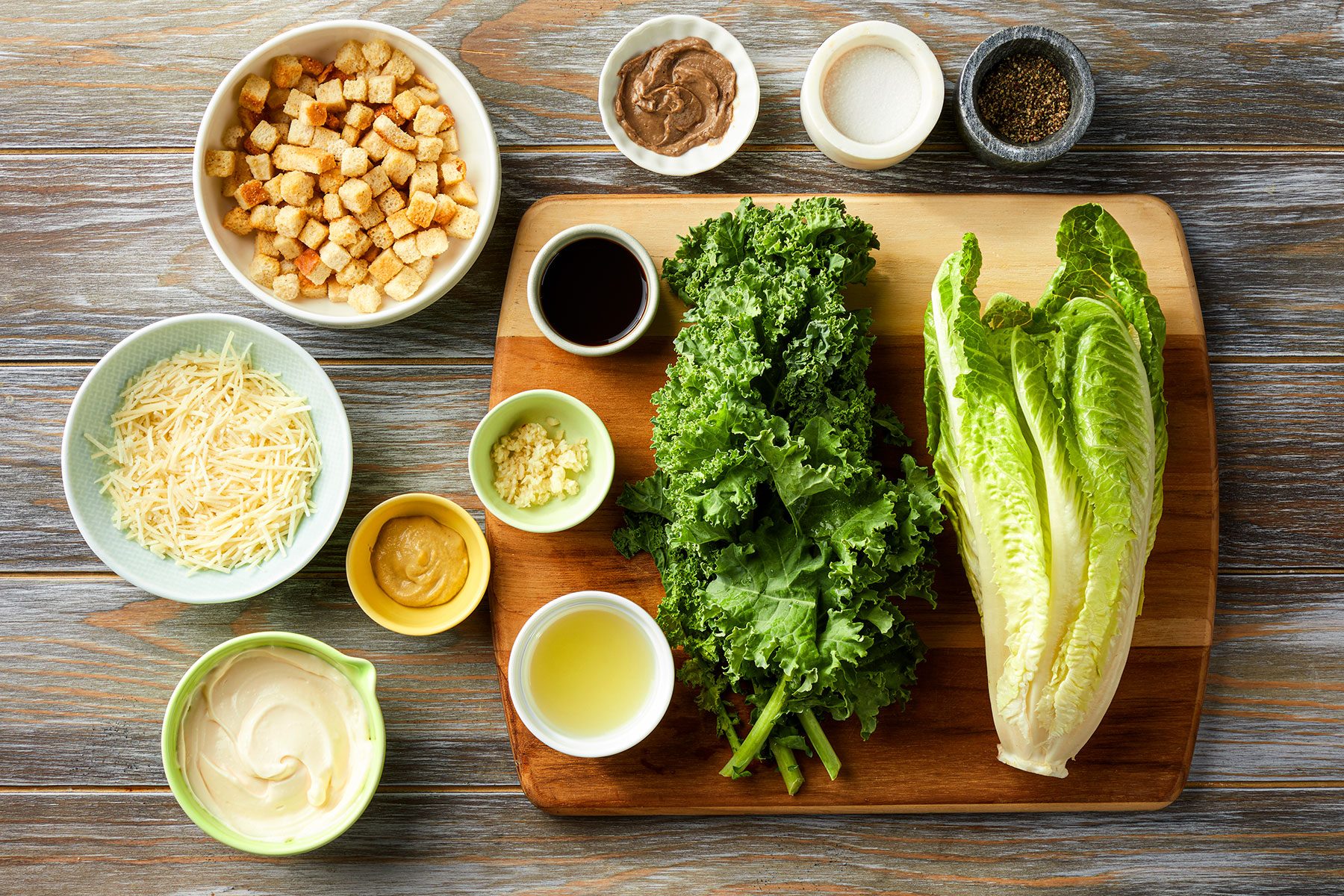 Ingredients for Kale Caesar Salad