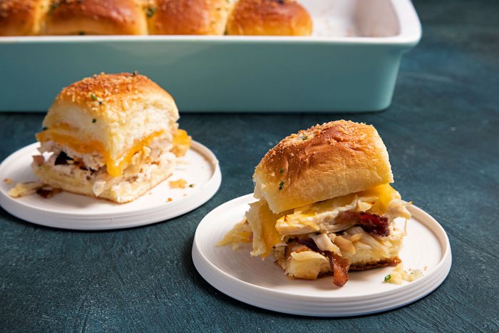 Delicious Chicken Bacon Ranch Sliders served in two plates