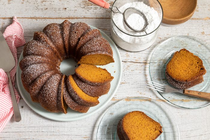A Pumpkin Bundt Cake on a plate