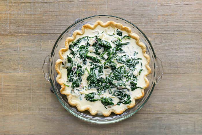 Carefully pour the egg mixture into the crust