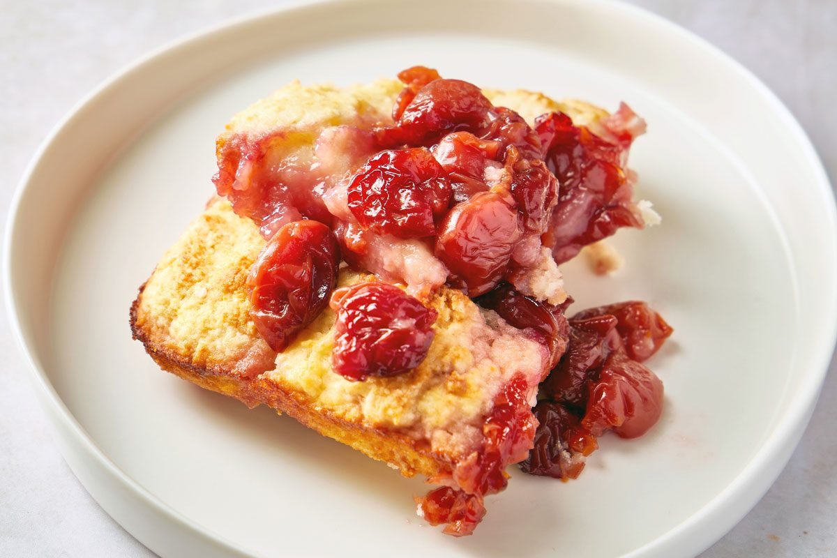 Cherry Cobbler serving on a plate