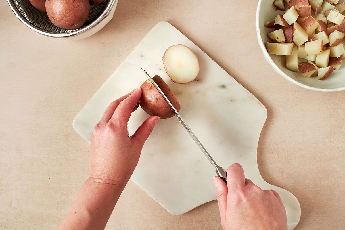 Cook and cube potatoes.