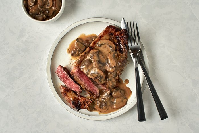 These grilled steaks with mushroom sauce from Taste of Home combines two old favorites: juicy steaks and a savory sauce.