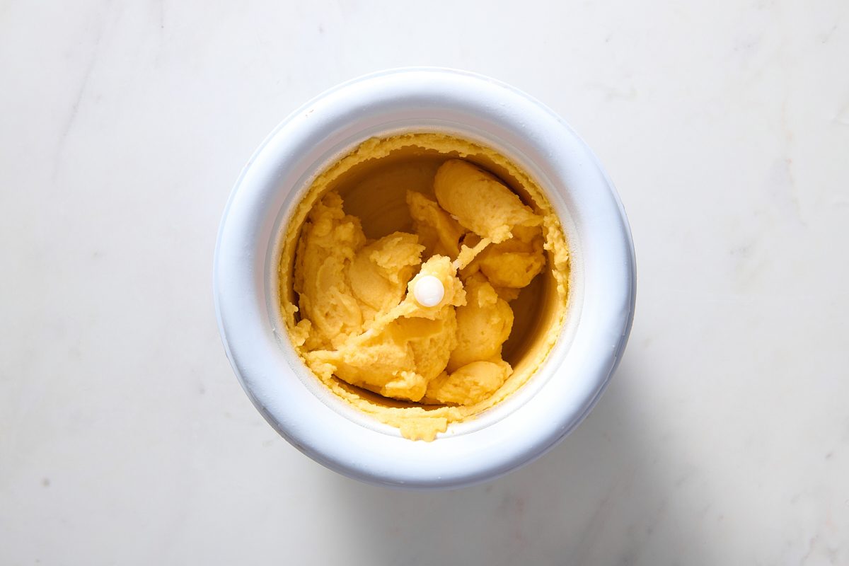 Sorbet in an ice cream maker