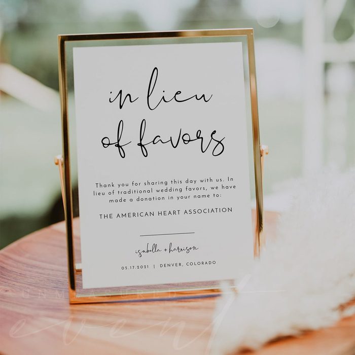 Toh Affiliate Adella In Lieu Of Favors Sign Printable Wedding Favor