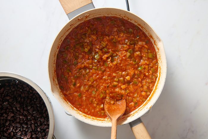 Cooking remaining ingredients in a skillet