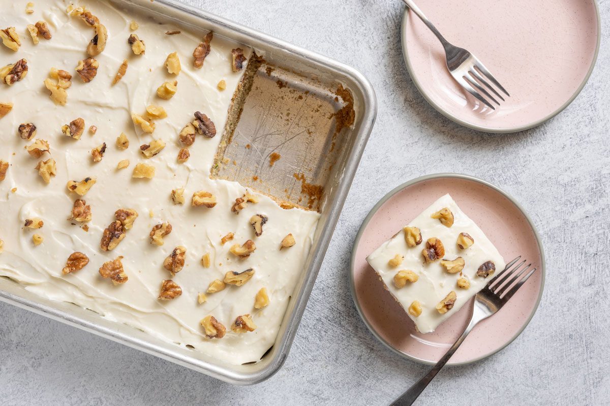 Zucchini Cake Served On A Plate With Fork