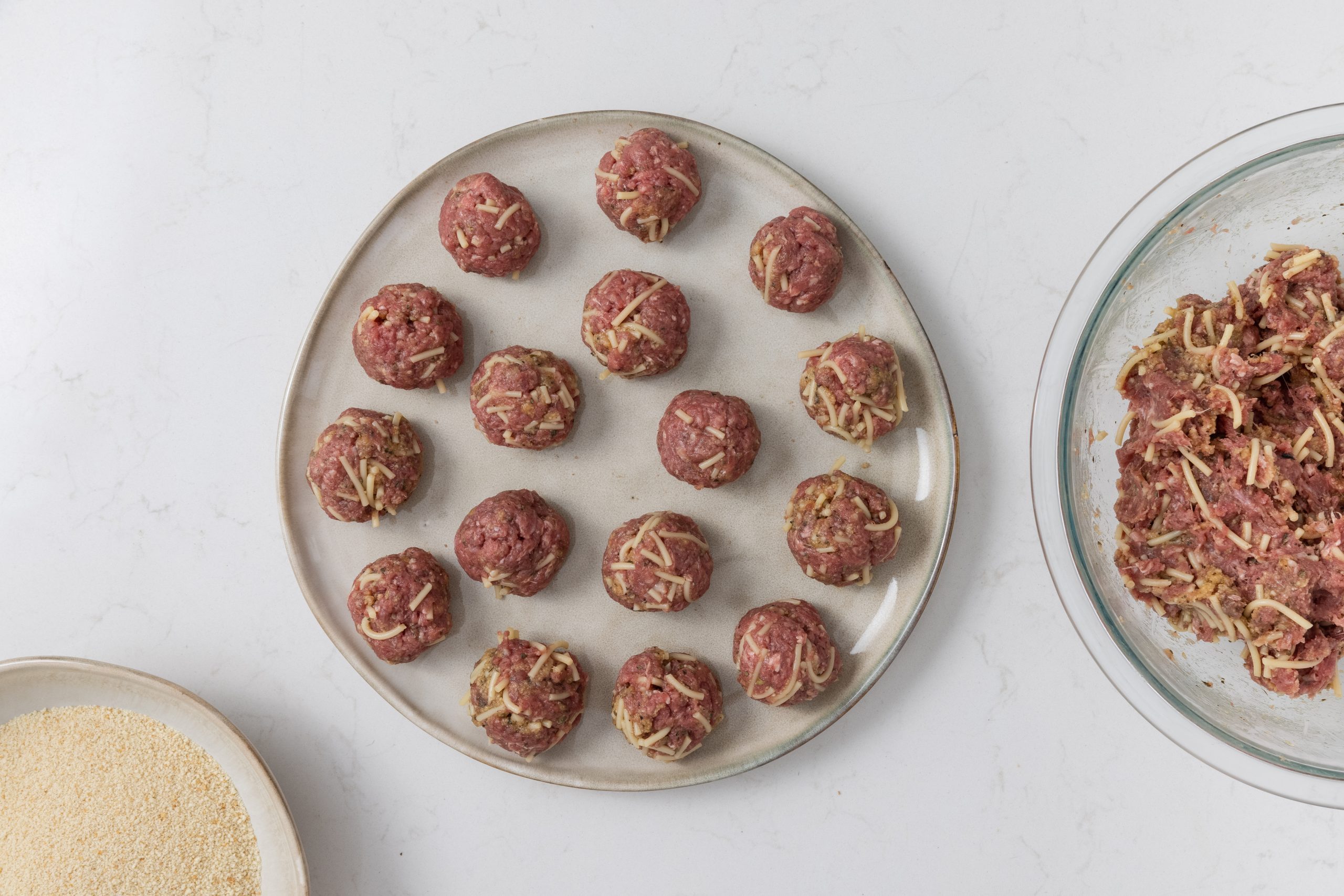 Meatballs being prepared.