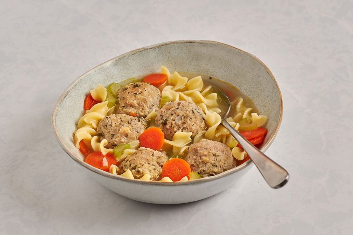 This turkey meatball soup by Taste of Home is a delightful and filling meal in a bowl.