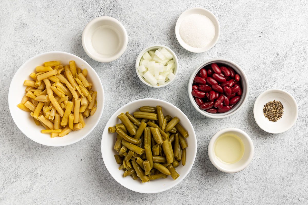 Taste of Home 3 Bean Salad recipe photo of the ingredients.