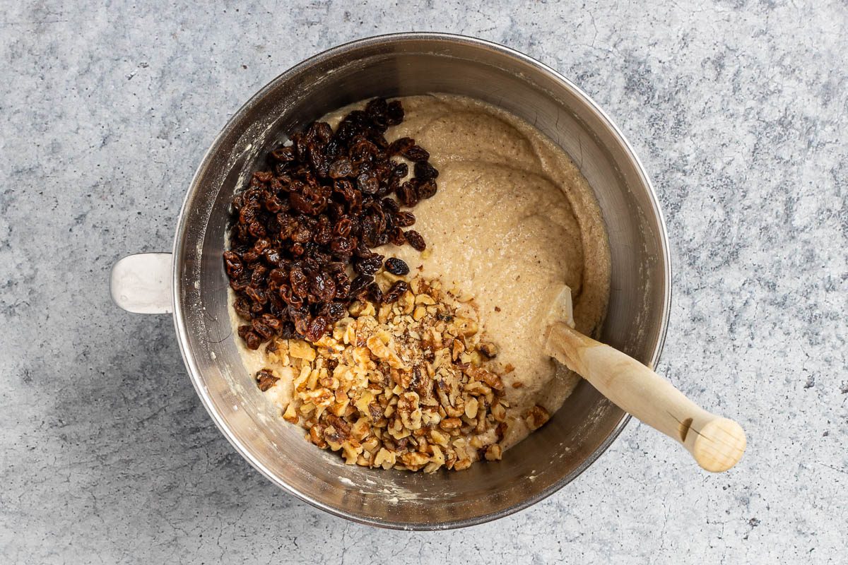 Taste of Home Applesauce Cake photo of making the cake batter.