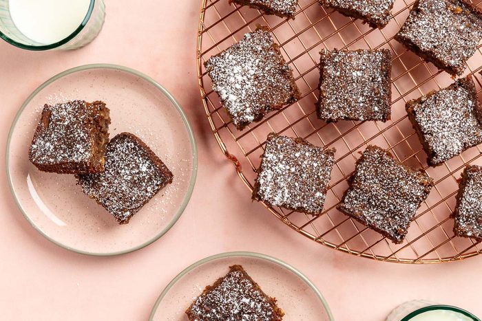 Taste of Home Banana Brownies recipe photo of finished brownies cut into squares.