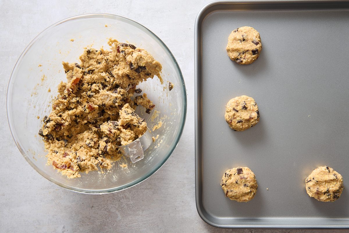 Shaping the breakfast cookies into balls