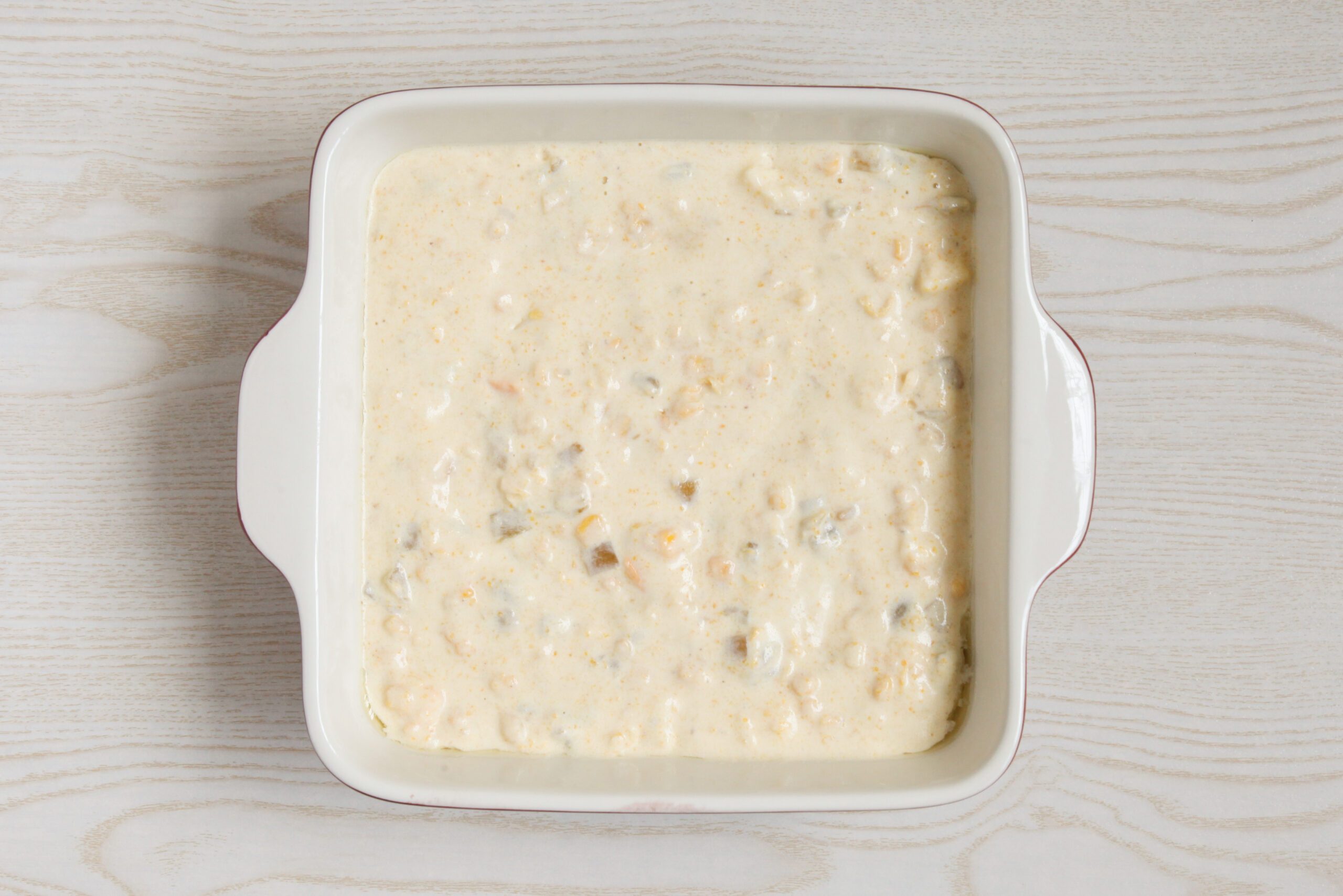 Cheesy Corn Casserole before baking