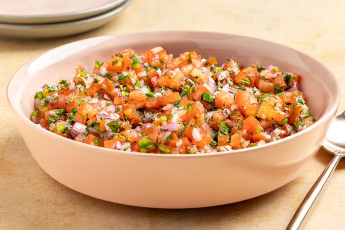 Taste of Home Copycat Chipotle Pico de Gallo recipe photo of the finished recipe in a serving dish.