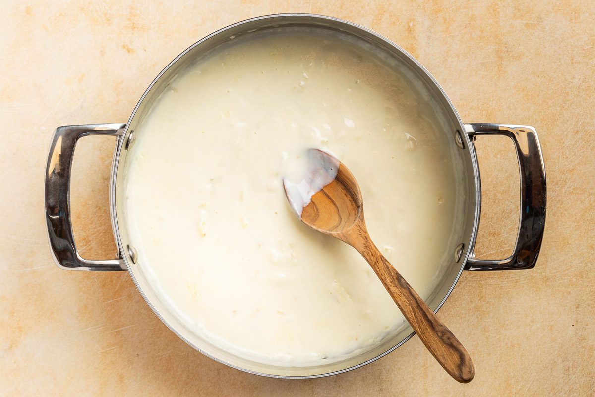 Taste of Home Crab Mac and Cheese recipe photo of the the prepared sauce.