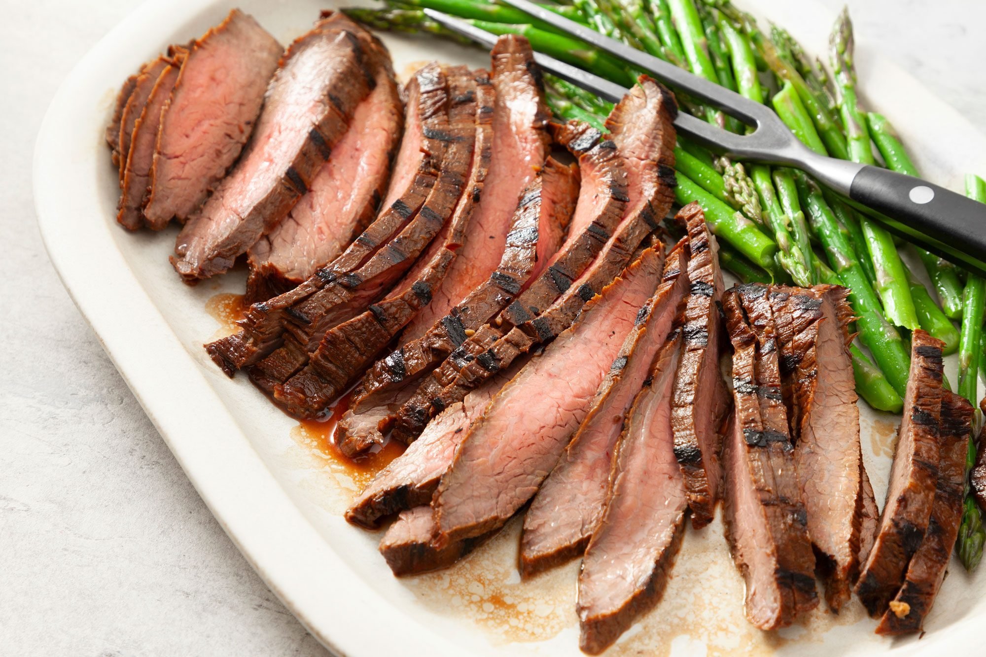 Grilled Flank Steak served with beans