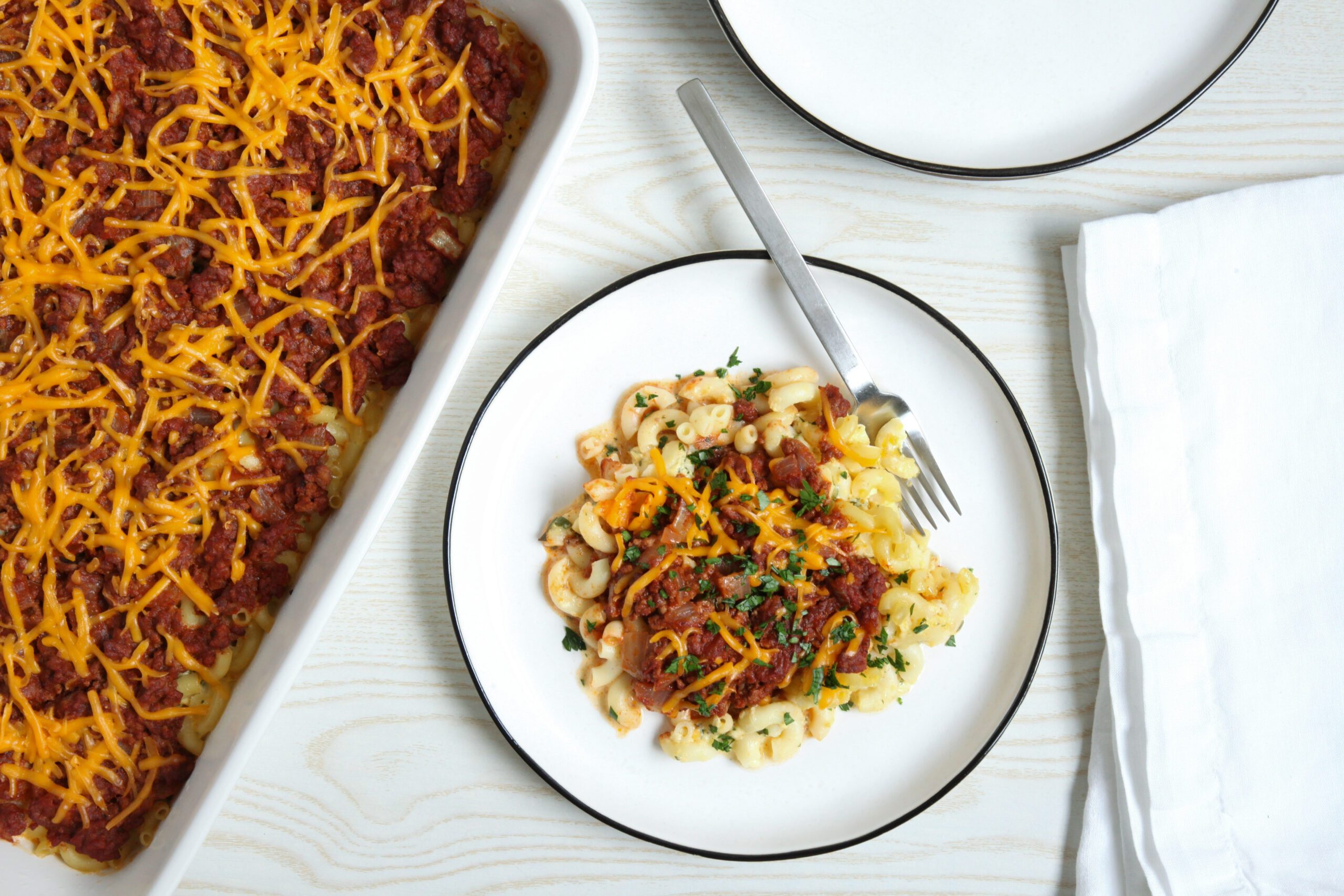 Serving Hamburger Macaroni Casserole