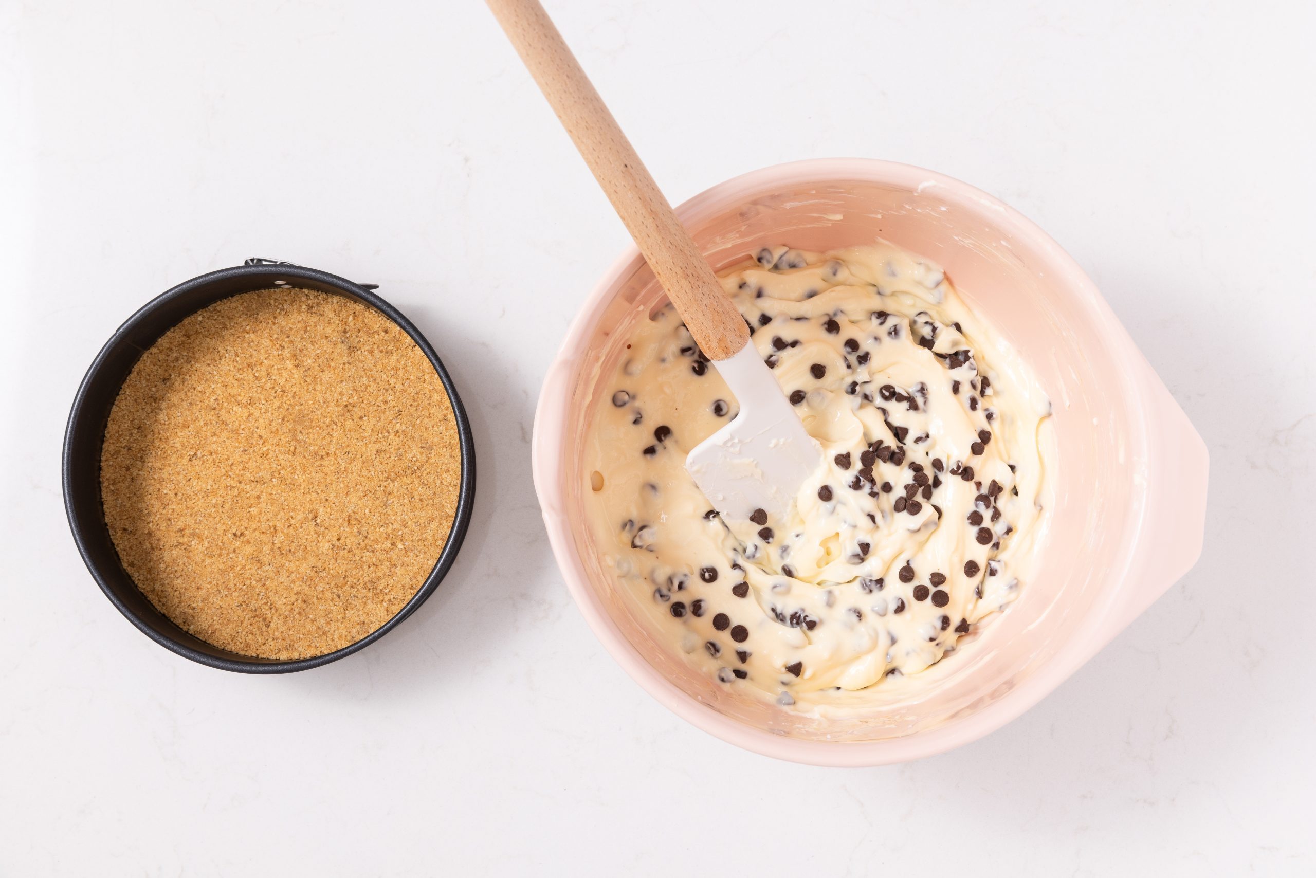 Filling of cheesecake prepared and ready to be put into the springform pan.