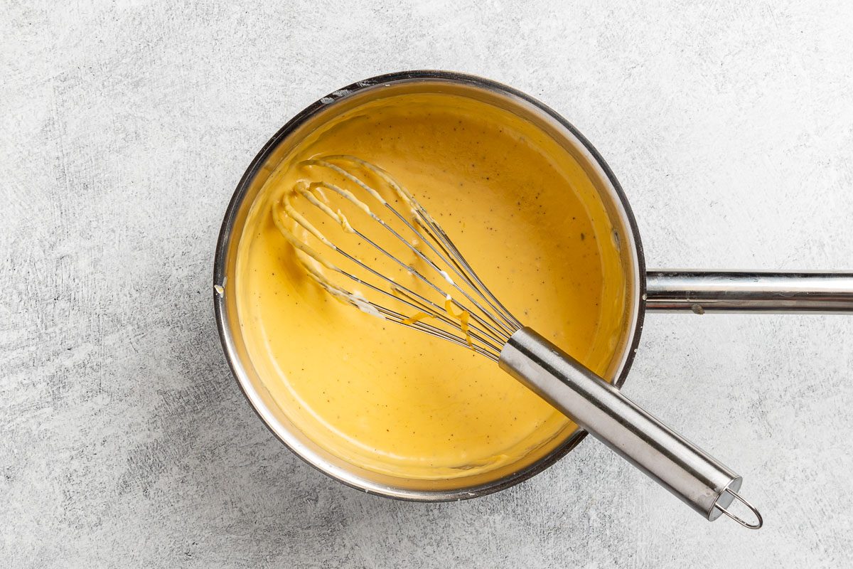 Taste of Home Macaroni and Cheese with Chicken recipe photo of the prepared cheese sauce.