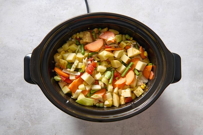 Ingredients combined in a slow cooker