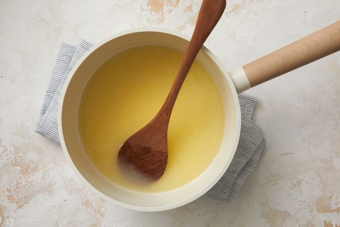 Melted butter in a saucepan
