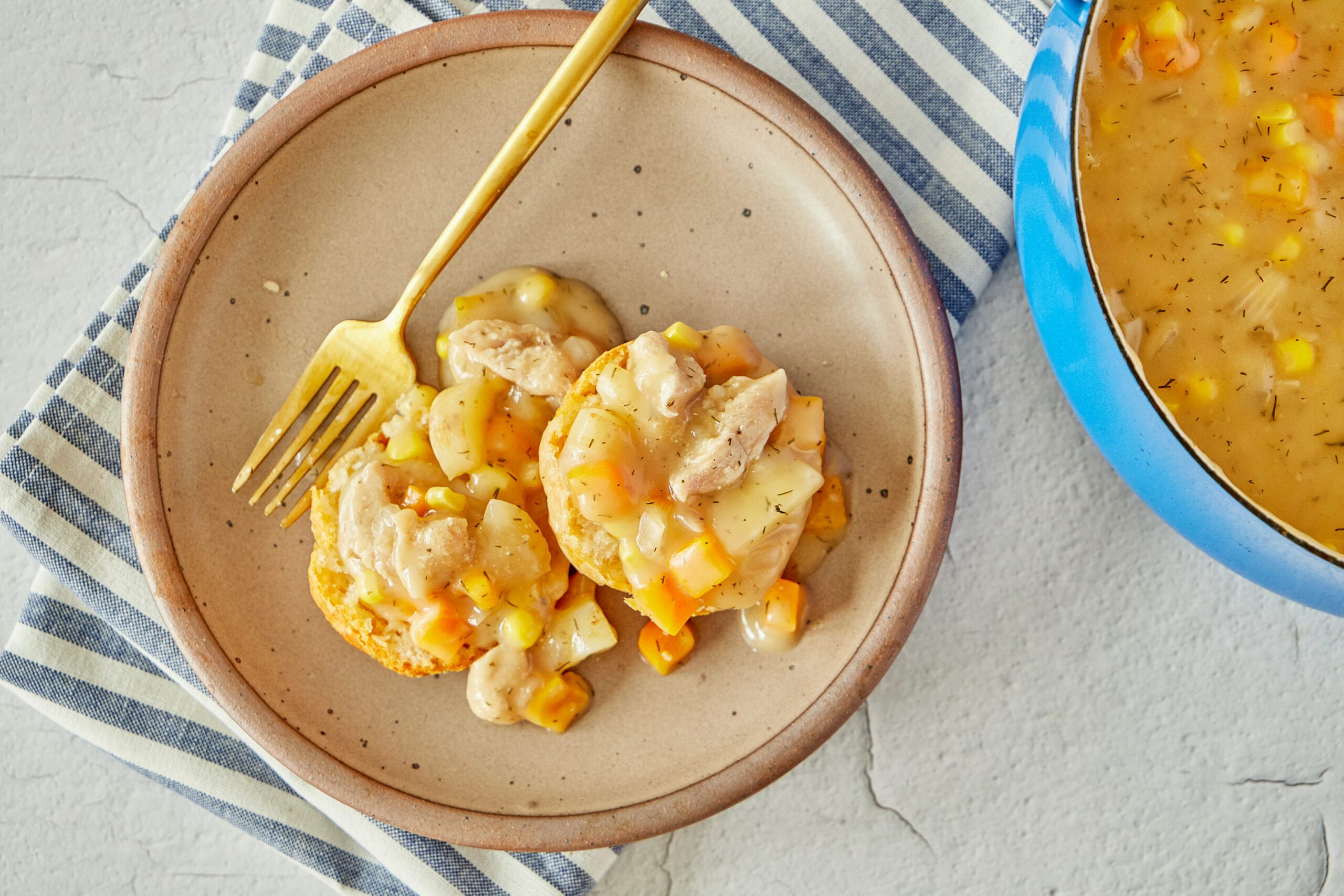 This chicken and biscuits recipe is easy and delicious.