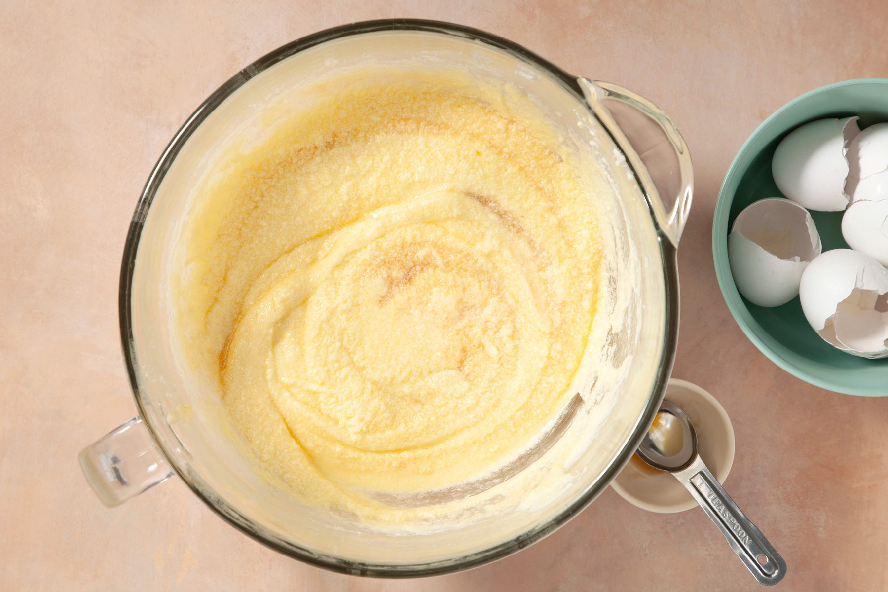 Top view shot of preparing the mixture 