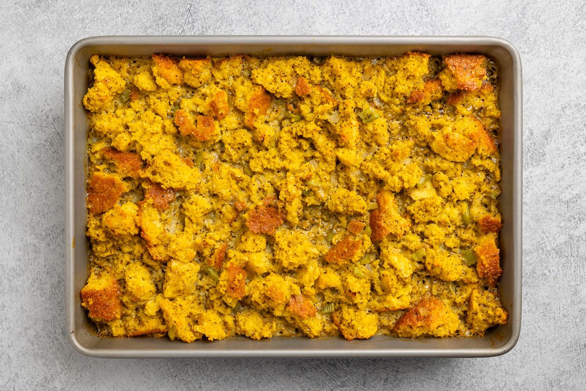 Taste of Home Southern Dressing recipe photo of the finished recipe cooling out of the oven.