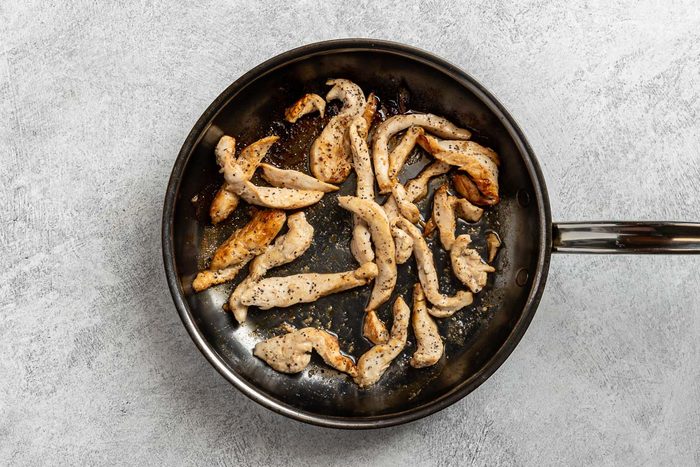 Taste of Home Strawberry Chicken Salad recipe photo of the cooked chicken in a skillet.