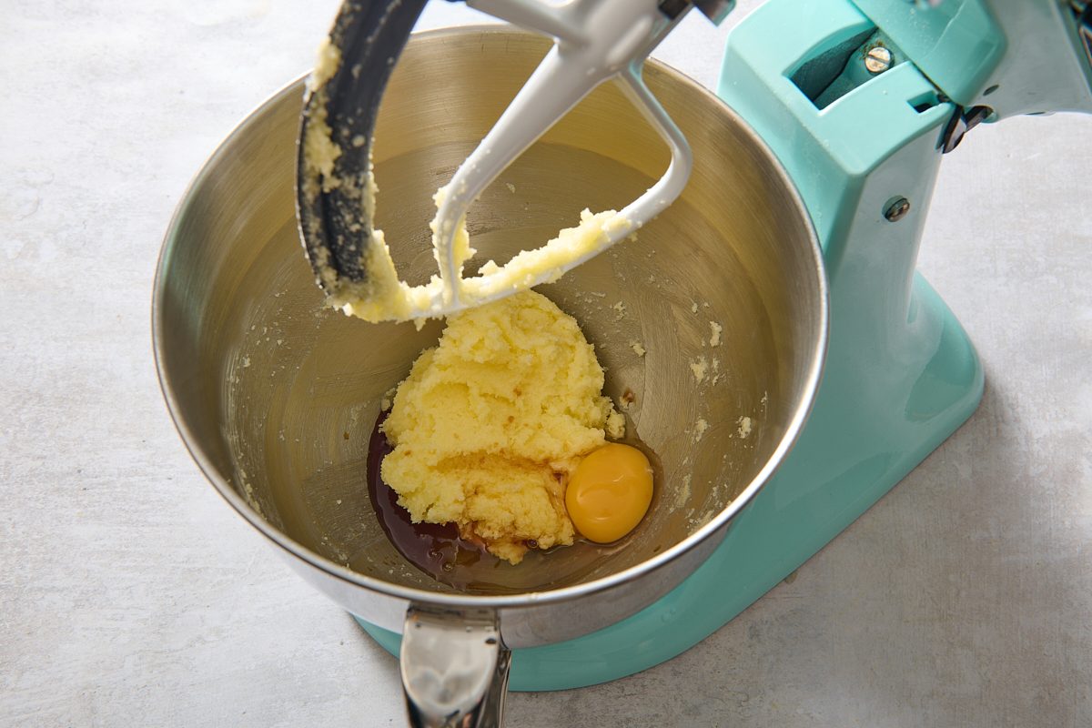 Creaming the butter and sugar in a stand mixer