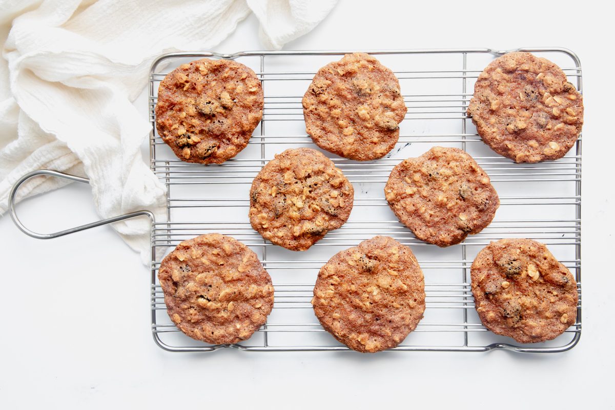Overhead shot for Taste of Home Apple Butter Cookies with golden brown cookies cooling on a wire rack.