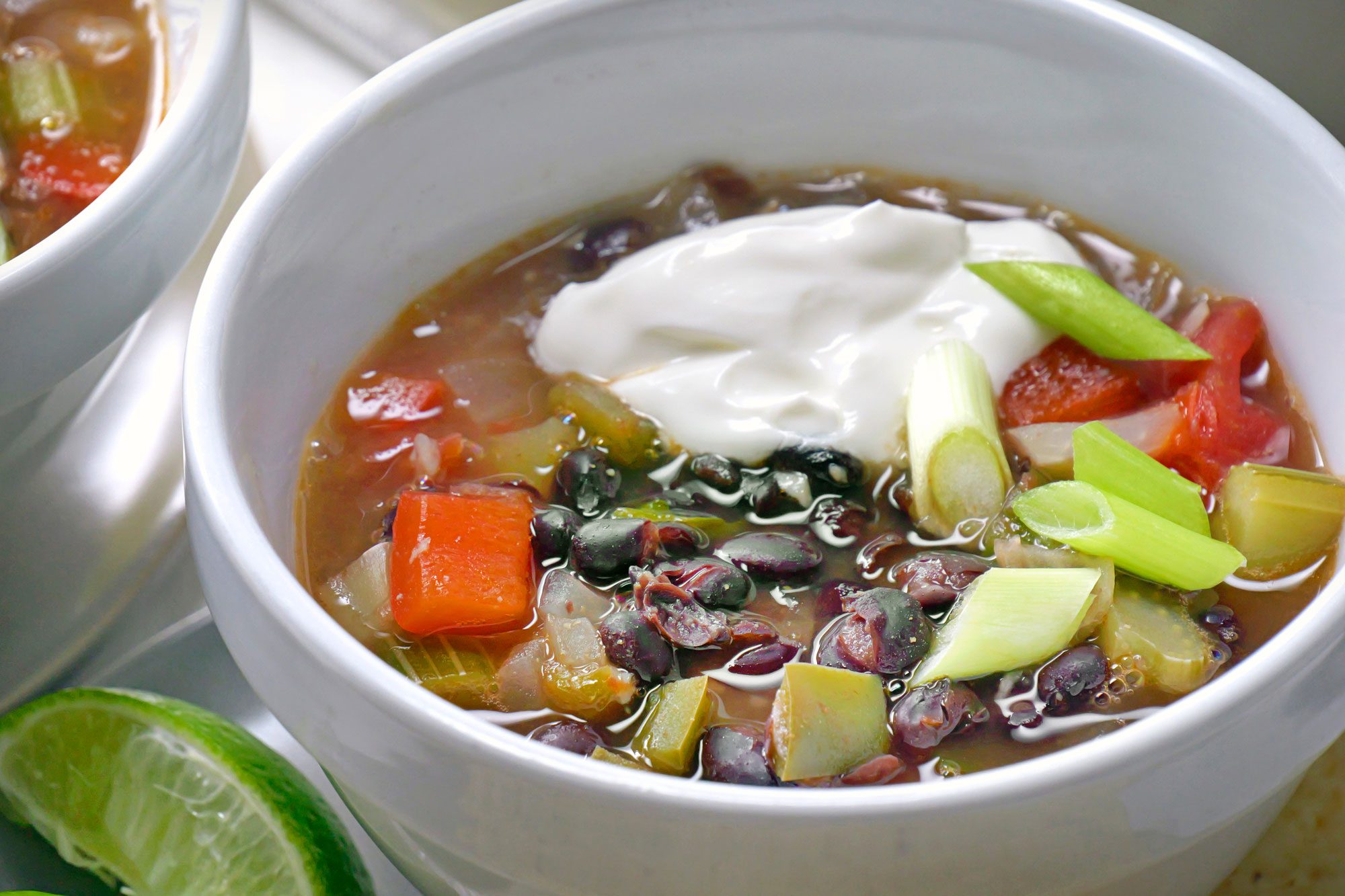 3/4th shot of black bean soup