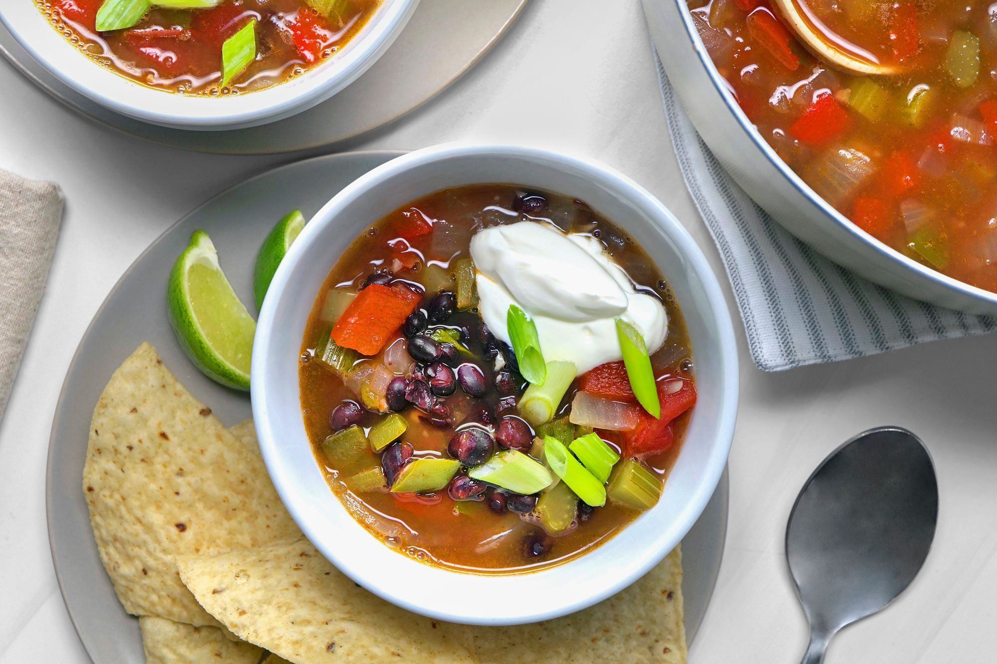 overhead shot of black bean soup
