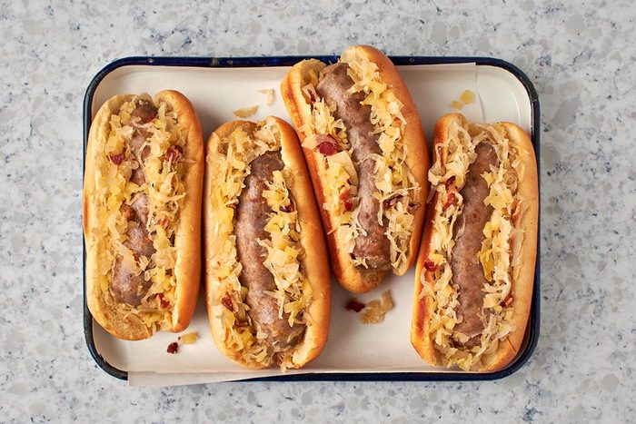 This Taste of Home recipe for brats and sauerkraut is not only easy to make, it's delicious too.