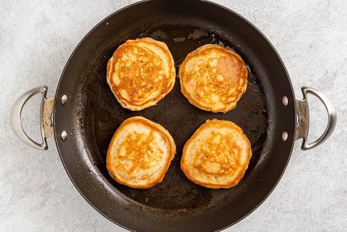 Taste of Home Carrot Cake Pancake recipe photo of cooking the pancakes.
