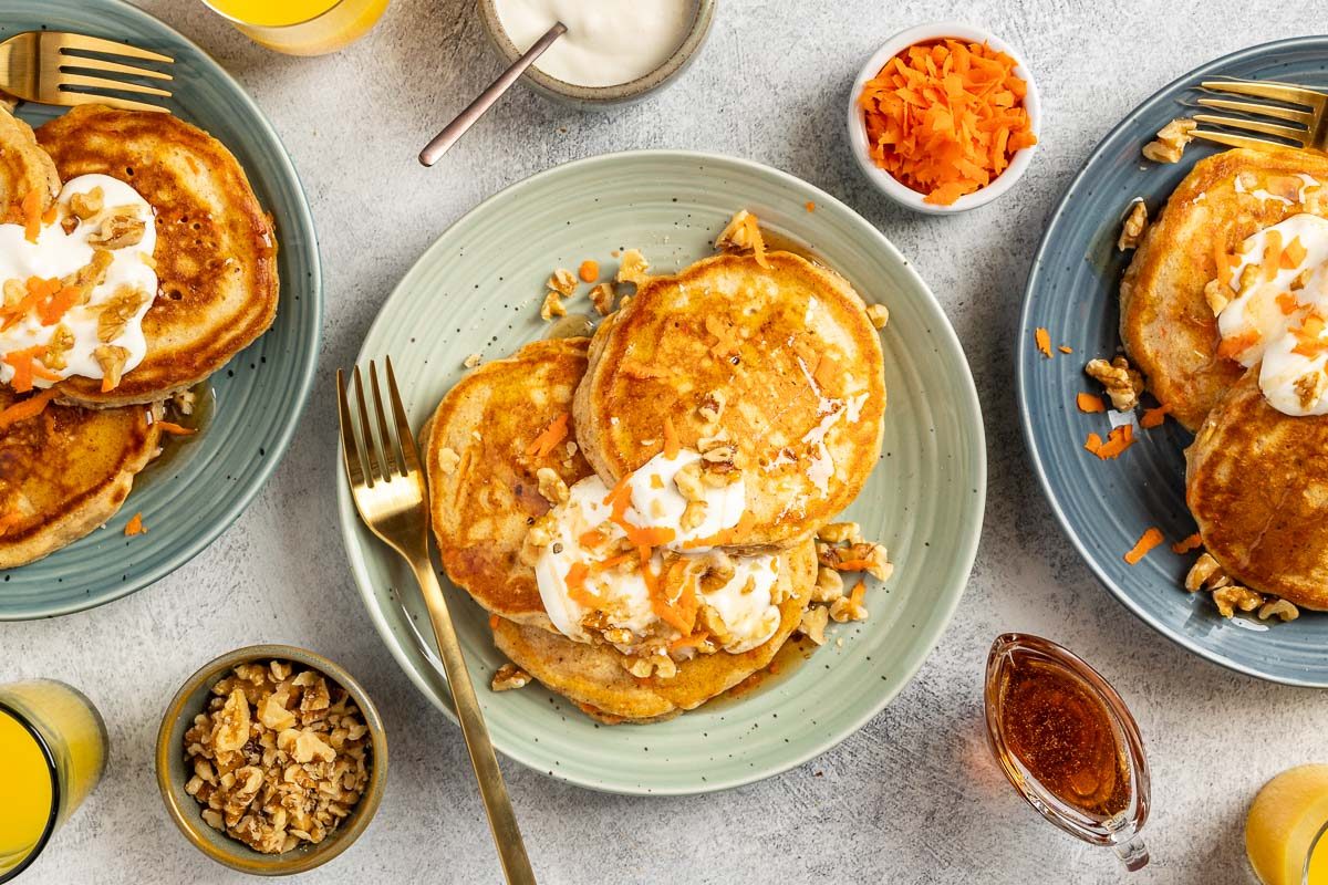Taste of Home Carrot Cake Pancake recipe photo of the finished recipe.