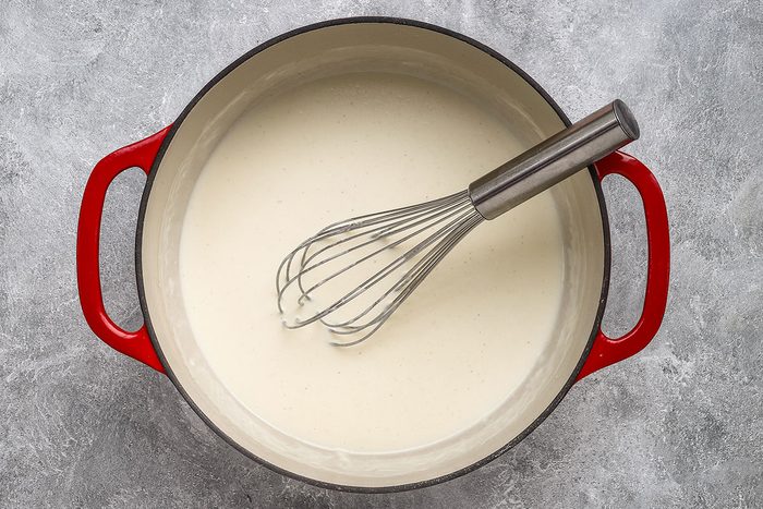 A thickened creamy sauce for chicken tetrazzini casserole.