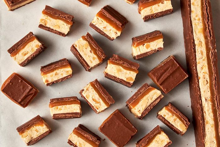 Homemade chocolate caramel candy by Taste of Home.