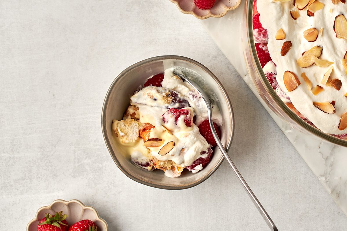 If you want a special dessert recipe to wow your guests, this English trifle by Taste of Home is it.