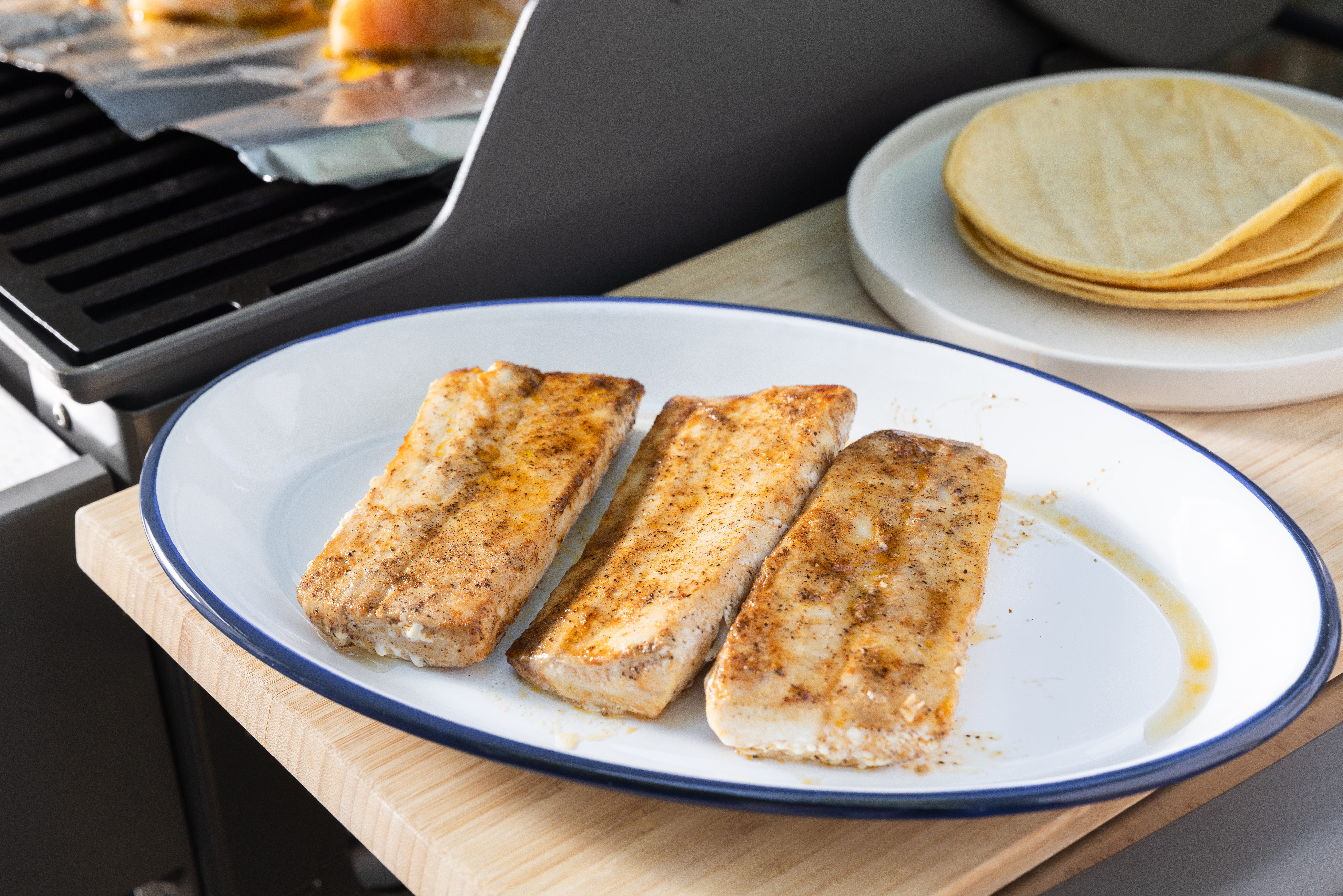 Mahi mahi fillets grilled.