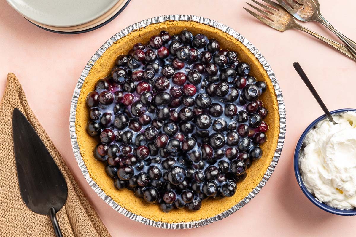 Taste of Home No Bake Blueberry Pie recipe photo of the finished recipe.