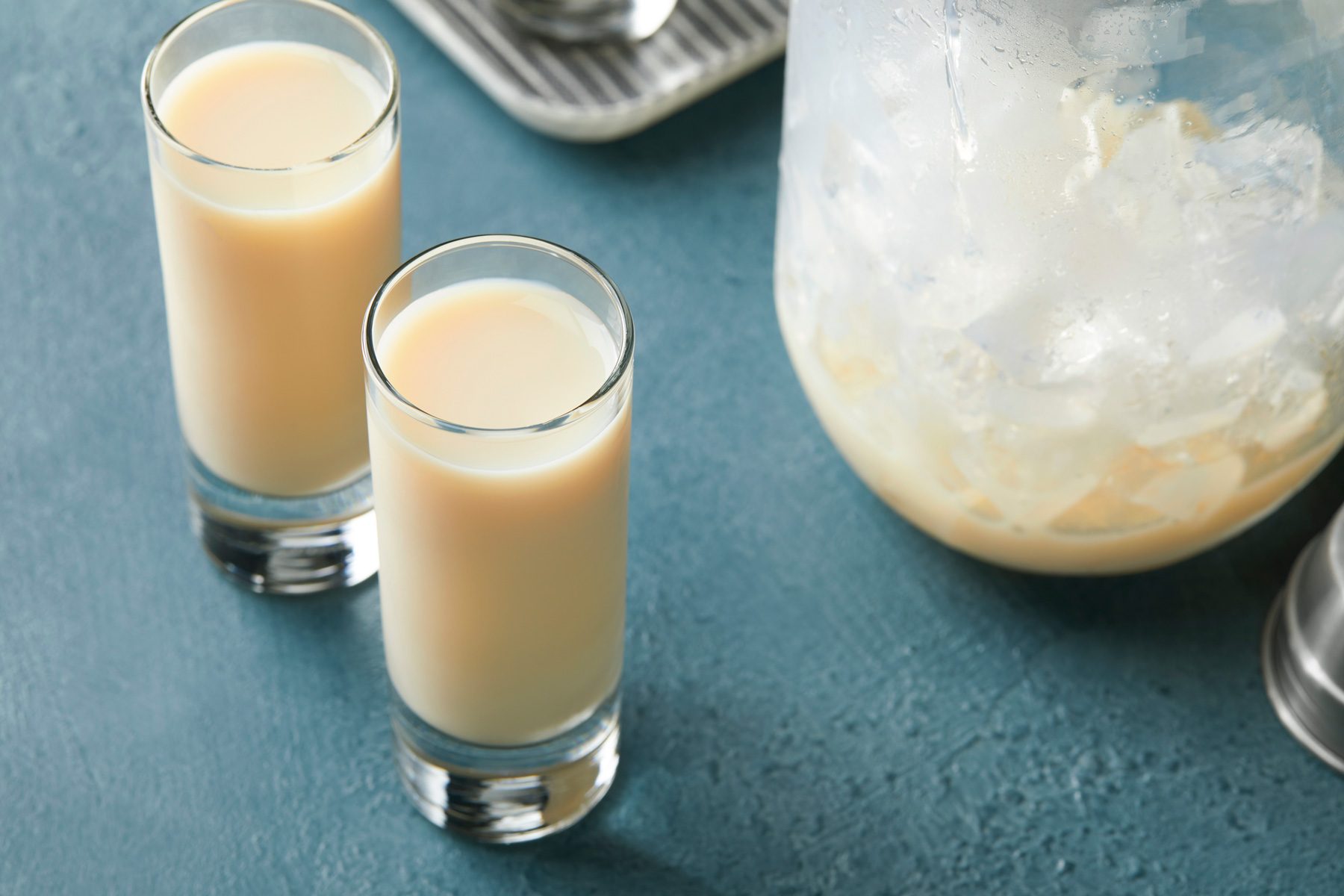 3/4th shot of oatmeal cookies shot in two shot glasses