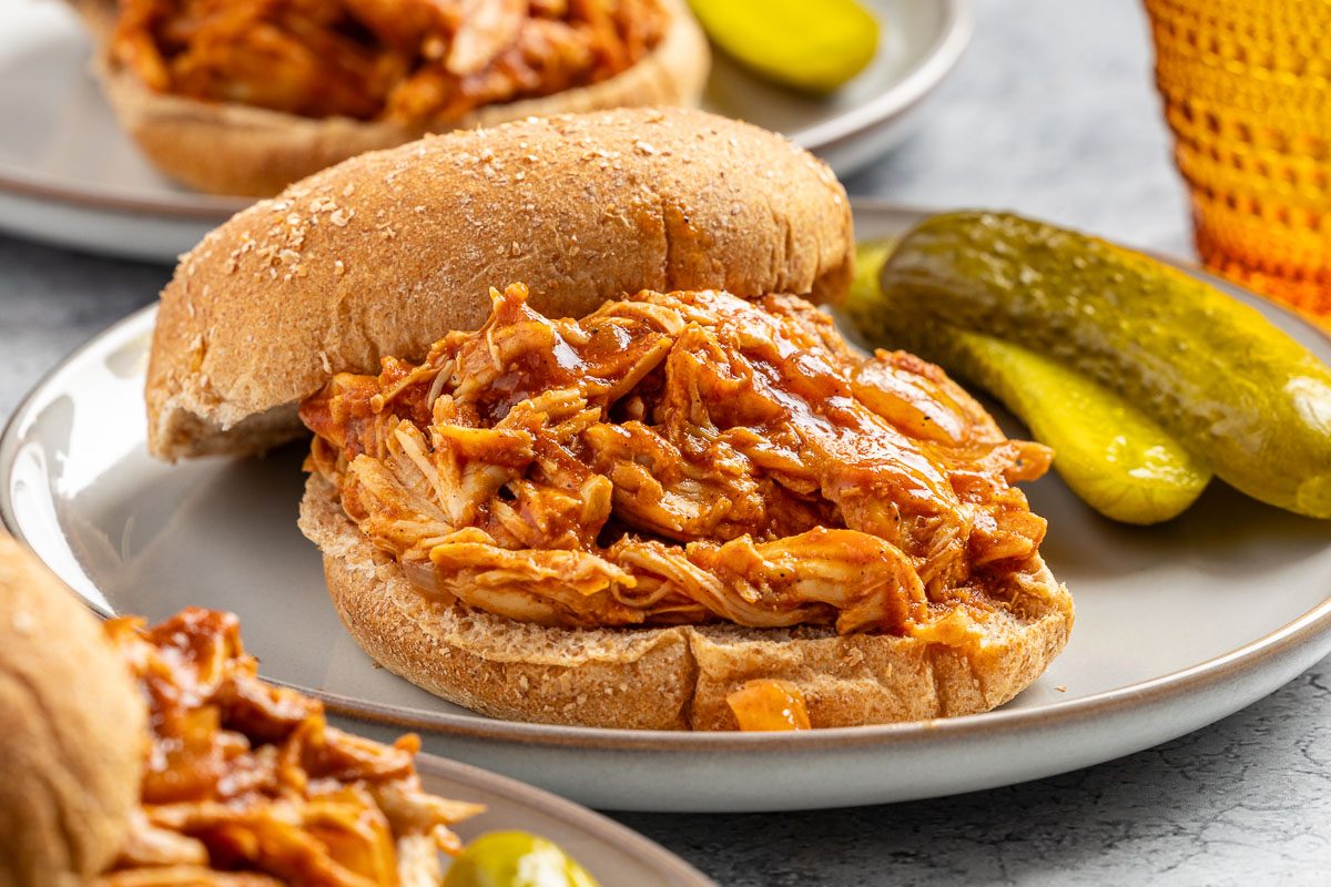 Taste of Home Pulled Chicken Sandwich recipe photo of prepared sandwiches.